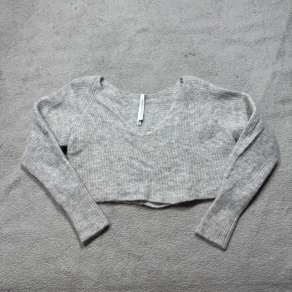 The Group Babaton Sweater Womens XS Gray Cropped Alpaca Wool Blend Pullover Soft
